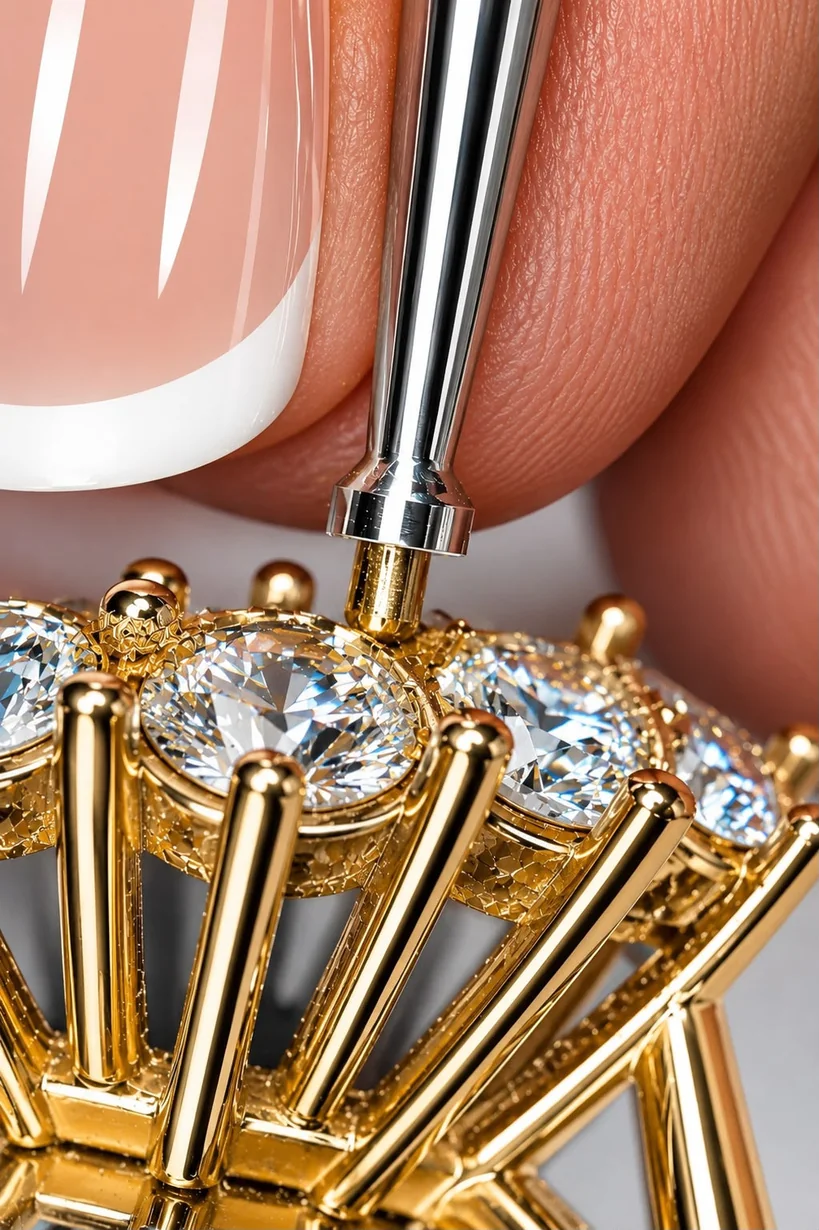 Precision jewellery stone setting using High Point tools